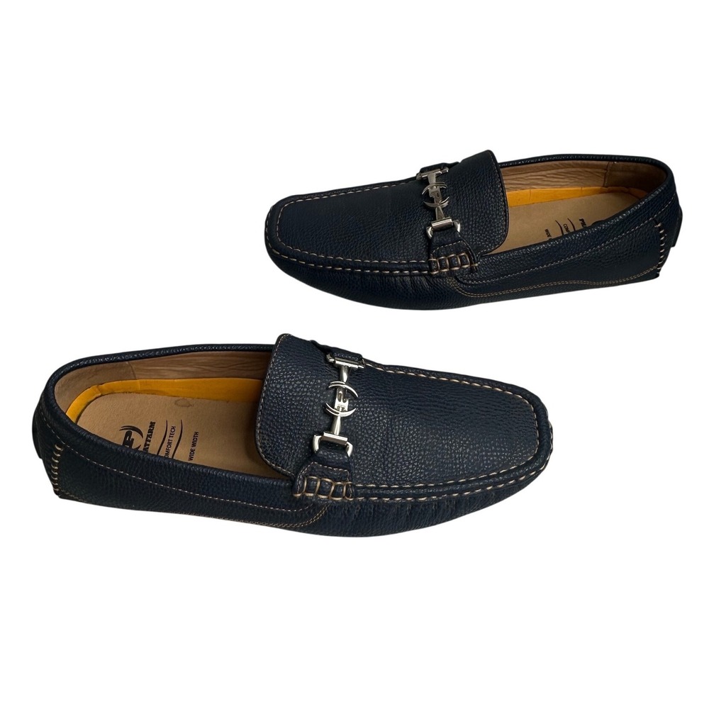 Phat Farm Comfort Tech Navy Blue Pebbled Bit Loafers Men's 8.5 Wide‎ 617854C09U